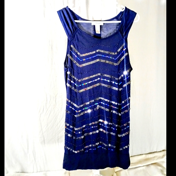 Kenar Dresses & Skirts - Kenar blue mini dress with blue and silver sequins the design size large